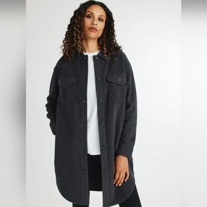 Kit and Ace Fleece Shacket XS Dark Grey Charcoal